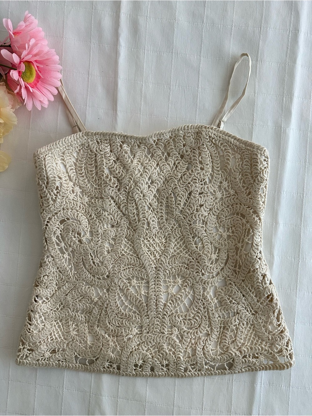 White House Black Market Brand New Cream Crochet Spaghetti Strap Camisole